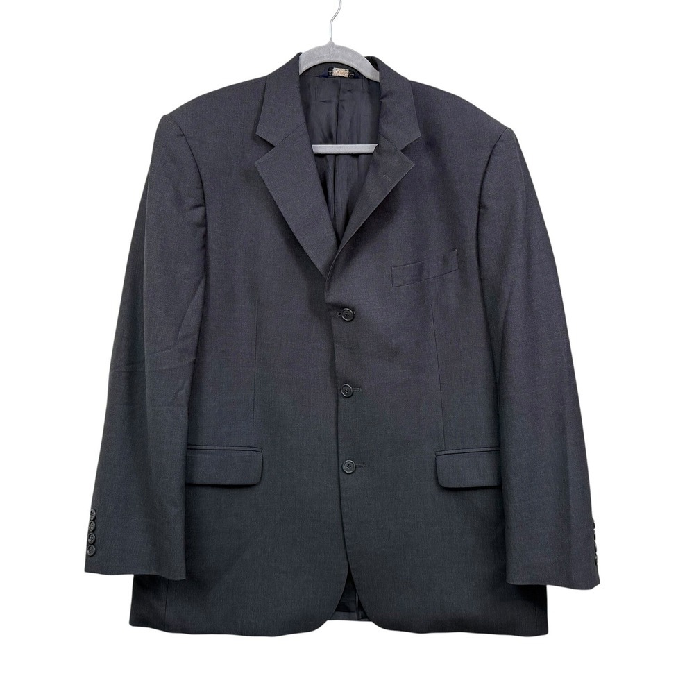Brooks Brothers Mens Wool Blend Blazer Suit Jacket Lined Vented Pockets Gray 44R